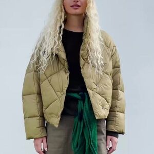 Zara Olive Green Puffer Jacket